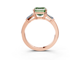 Rose gold Fancy Green Asscher  Cut Diamond Ring with Tapered Baguette Side Stones in Four-Prong Setting_3