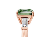 Rose gold Fancy Green Asscher  Cut Diamond Ring with Tapered Baguette Side Stones in Four-Prong Setting_5
