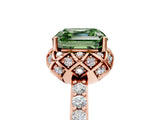Rose gold Fancy Green Asscher Cut Diamond Scalloped Halo Engagement Ring with Round Shared Prong Band_17