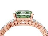 Rose gold Fancy Green Asscher Cut Diamond Scattered Round Accent Ring with Prong Setting_16