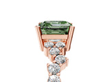 Rose gold Fancy Green Asscher Cut Diamond Scattered Round Accent Ring with Prong Setting_17