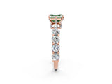 Rose gold Fancy Green Asscher Cut Diamond Side Stone Engagement Ring with Four-Prong Setting_26