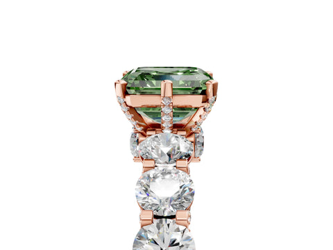 Rose gold Fancy Green Asscher Cut Diamond Side Stone Engagement Ring with Four-Prong Setting_29