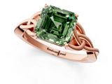 Rose gold Fancy Green Asscher Cut Diamond Solitaire Celtic Knot Ring with Four-Prong Setting_36