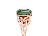 Rose gold Fancy Green Asscher Cut Diamond Solitaire Celtic Knot Ring with Four-Prong Setting_40