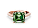 Rose gold Fancy Green Asscher Cut Diamond Solitaire Engagement Ring with Cathedral Setting and Four-Prong Mount_24