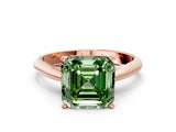 Rose gold Fancy Green Asscher Cut Diamond Solitaire Engagement Ring with Cathedral Setting and Four-Prong Mount_30