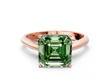Rose gold Fancy Green Asscher Cut Diamond Solitaire Engagement Ring with Cathedral Setting and Four-Prong Mount_34