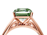 Rose gold Fancy Green Asscher Cut Diamond Solitaire Engagement Ring with Cathedral Setting and Four-Prong Mount_38