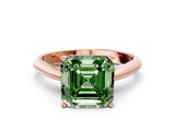 Rose gold Fancy Green Asscher Cut Diamond Solitaire Engagement Ring with Cathedral Setting and Four-Prong Mount_72