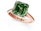 Rose gold Fancy Green Asscher Cut Diamond Solitaire Engagement Ring with Cathedral Setting and Four-Prong Mount_73