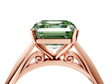 Rose gold Fancy Green Asscher Cut Diamond Solitaire Engagement Ring with Cathedral Setting and Four-Prong Mount_76