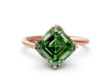 Rose gold Fancy Green Asscher Cut Diamond Solitaire Engagement Ring with Four-Prong Setting and Classic Band_56