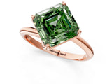 Rose gold Fancy Green Asscher Cut Diamond Solitaire Engagement Ring with Four-Prong Setting and Classic Band_57