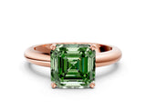 Rose gold Fancy Green Asscher Cut Diamond Solitaire Engagement Ring with Round Band and Four-Prong Setting_90