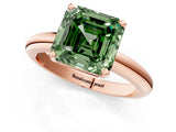 Rose gold Fancy Green Asscher Cut Diamond Solitaire Engagement Ring with Round Band and Four-Prong Setting_91
