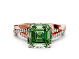 Rose gold Fancy Green Asscher Cut Diamond Solitaire Engagement Ring with Twisted Pavé Band and Four-Prong Setting_50