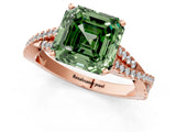 Rose gold Fancy Green Asscher Cut Diamond Solitaire Engagement Ring with Twisted Pavé Band and Four-Prong Setting_51