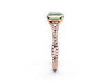 Rose gold Fancy Green Asscher Cut Diamond Solitaire Engagement Ring with Twisted Pavé Band and Four-Prong Setting_52