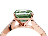 Rose gold Fancy Green Asscher Cut Diamond Solitaire Engagement Ring with Twisted Pavé Band and Four-Prong Setting_54