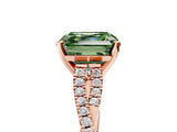 Rose gold Fancy Green Asscher Cut Diamond Solitaire Engagement Ring with Twisted Pavé Band and Four-Prong Setting_55