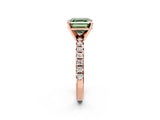 Rose gold Fancy Green Asscher Cut Diamond Solitaire Pavé Engagement Ring with Round Band and Prong Setting_14