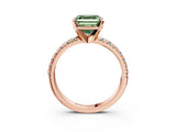 Rose gold Fancy Green Asscher Cut Diamond Solitaire Pavé Engagement Ring with Round Band and Prong Setting_15