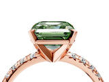 Rose gold Fancy Green Asscher Cut Diamond Solitaire Pavé Engagement Ring with Round Band and Prong Setting_16