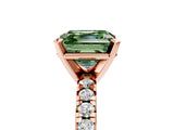 Rose gold Fancy Green Asscher Cut Diamond Solitaire Pavé Engagement Ring with Round Band and Prong Setting_17