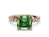 Rose gold Fancy Green Asscher Cut Diamond Solitaire Pavé Engagement Ring with Round Band and Prong Setting_84