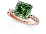 Rose gold Fancy Green Asscher Cut Diamond Solitaire Pavé Engagement Ring with Round Band and Prong Setting_85