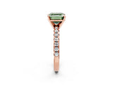 Rose gold Fancy Green Asscher Cut Diamond Solitaire Pavé Engagement Ring with Round Band and Prong Setting_86