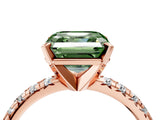 Rose gold Fancy Green Asscher Cut Diamond Solitaire Pavé Engagement Ring with Round Band and Prong Setting_88