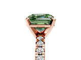 Rose gold Fancy Green Asscher Cut Diamond Solitaire Pavé Engagement Ring with Round Band and Prong Setting_89