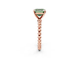 Rose gold Fancy Green Asscher Cut Diamond Solitaire Ring with Beaded Band and Prong Setting_47