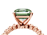 Rose gold Fancy Green Asscher Cut Diamond Solitaire Ring with Beaded Band and Prong Setting_49