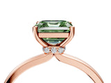 Rose gold Fancy Green Asscher Cut Diamond Solitaire Ring with Classic Band and Four-Prong Setting_4