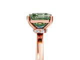 Rose gold Fancy Green Asscher Cut Diamond Solitaire Ring with Classic Band and Four-Prong Setting_5