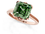 Rose gold Fancy Green Asscher Cut Diamond Solitaire Ring with Flower Prong Setting and Classic Band_23