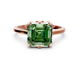 Rose gold Fancy Green Asscher Cut Diamond Solitaire Ring with Flower Prong Setting and Classic Band_36
