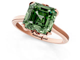 Rose gold Fancy Green Asscher Cut Diamond Solitaire Ring with Flower Prong Setting and Classic Band_37