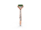 Rose gold Fancy Green Asscher Cut Diamond Solitaire Ring with Four-Prong Setting and Pavé Band_5