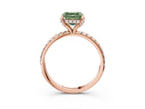 Rose gold Fancy Green Asscher Cut Diamond Solitaire Ring with Four-Prong Setting and Pavé Band_6