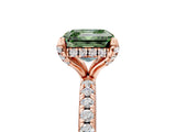 Rose gold Fancy Green Asscher Cut Diamond Solitaire Ring with Four-Prong Setting and Pavé Band_8