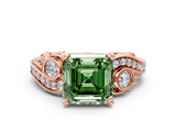 Rose gold Fancy Green Asscher Cut Diamond Solitaire Ring with Milgrain Pavé Band and Four-Prong Setting_17