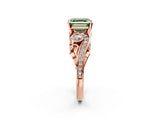 Rose gold Fancy Green Asscher Cut Diamond Solitaire Ring with Milgrain Pavé Band and Four-Prong Setting_19
