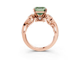 Rose gold Fancy Green Asscher Cut Diamond Solitaire Ring with Milgrain Pavé Band and Four-Prong Setting_20