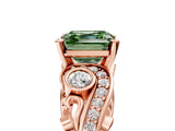 Rose gold Fancy Green Asscher Cut Diamond Solitaire Ring with Milgrain Pavé Band and Four-Prong Setting_22