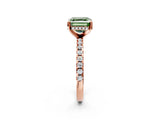Rose gold Fancy Green Asscher Cut Diamond Solitaire Ring with Pavé Band and Four-Prong Setting_55