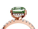 Rose gold Fancy Green Asscher Cut Diamond Solitaire Ring with Pavé Band and Four-Prong Setting_57